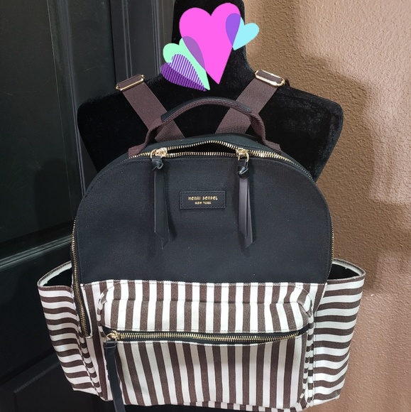 Henri Bendel Black and Brown Striped Backpack - Picture 1 of 8